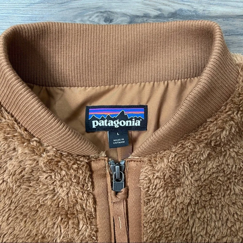 Patagonia Los Gatos Bomber Jacker Brown Fleece sz L large - Picture 5 of 8